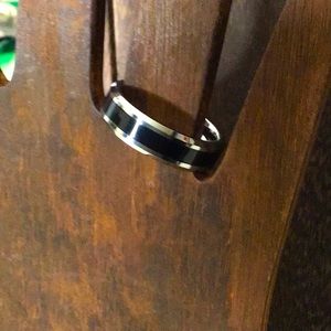 UNISEX Tungsten Black Enamel Inlay Ring